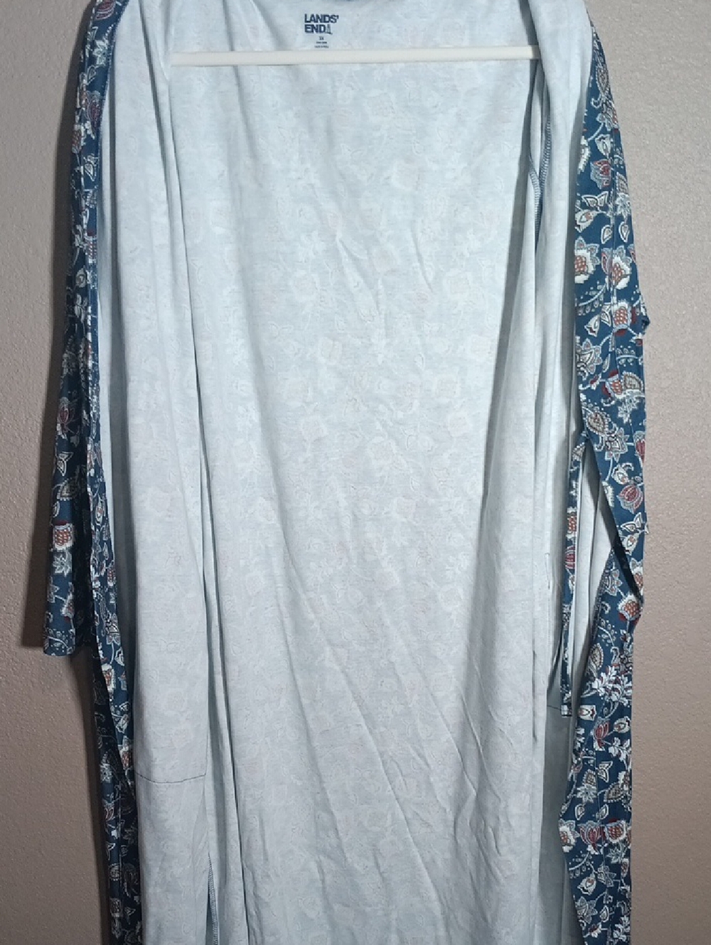 Lands' End Floral Blue Tie-Waist Robe - Picture 5 of 5